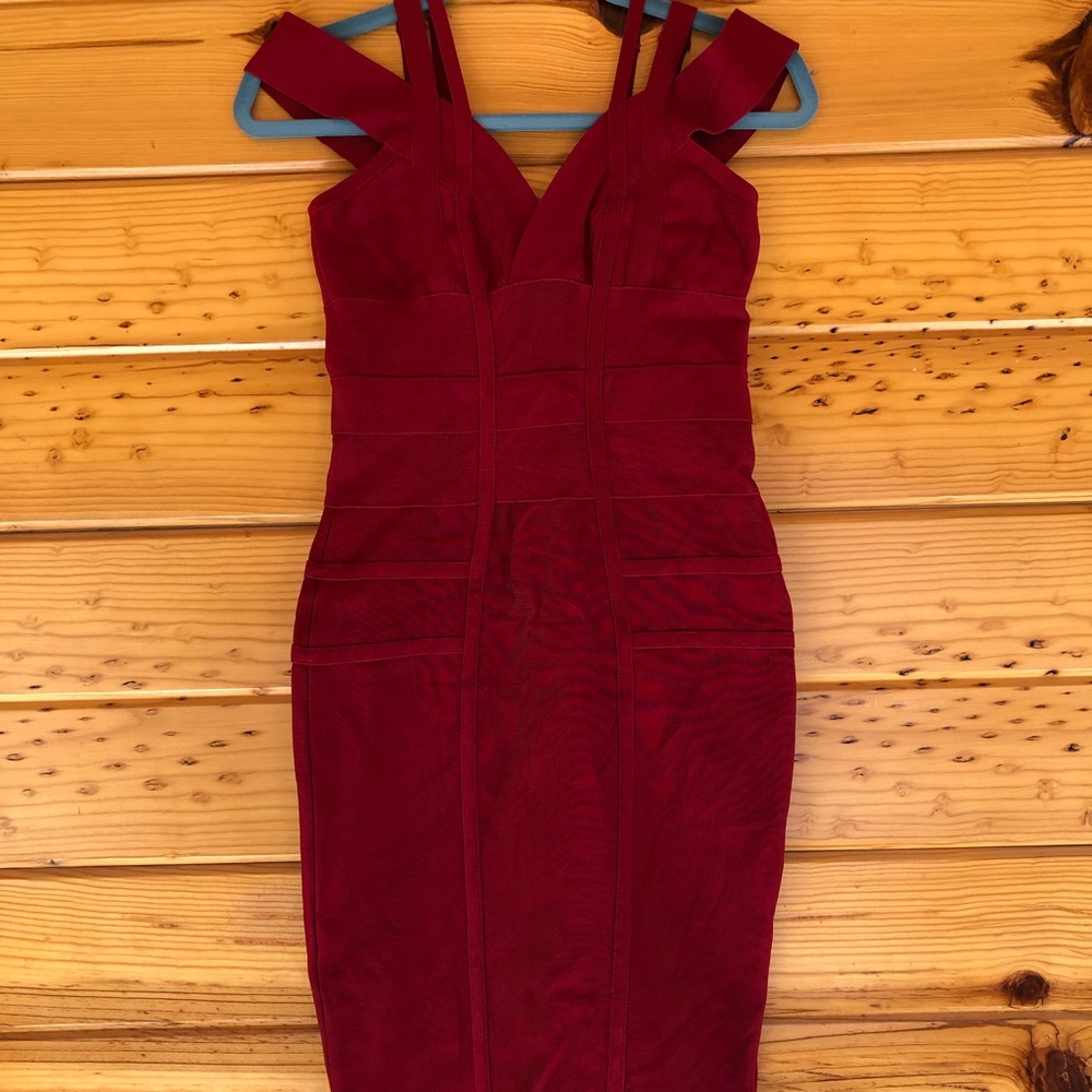 Brick red bandage dress fits size 8